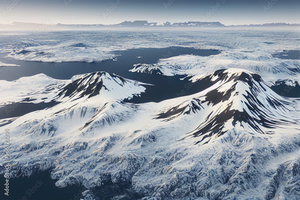 Winter Aerial Mountain Landscape with Snow Made with Generative AI