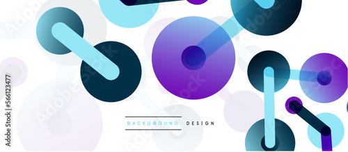 Abstract background. Round dots connected by lines. Trendy techno business template for wallpaper, banner, background or landing