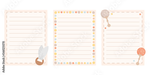 Cute baby scrapbook elements set. Vector notes
