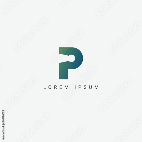 Abstract Letter P with keyhole icon unique logo design