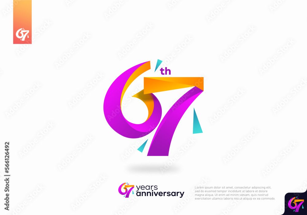 Number 67 logo icon design, 67th birthday logo number, anniversary 67 Number 67 logo icon design, 67th birthday logo number, anniversary 67