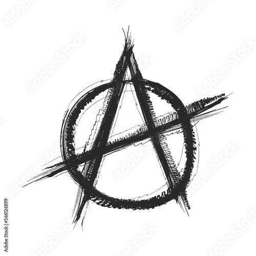 Anarchy brush symbol. Anarchy grunge style. Anarchy ink icon isolated on white background