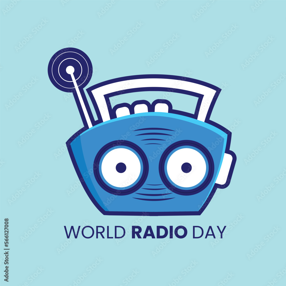 World radio day vector illustration template design background design for holiday, promo, flyer, brochure, template, poster. Radio cartoon vector illustration