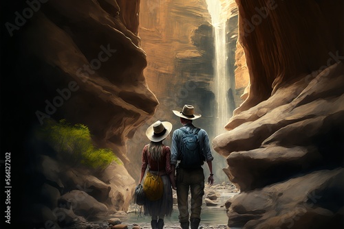 Romantic Hike Through a Canyon with a View
