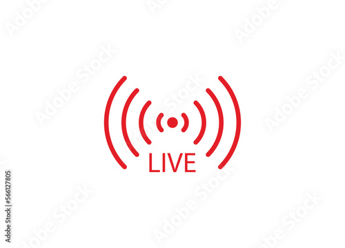 Live streaming icon. Red symbol and button of live streaming, broadcasting, online stream. Lower third template for tv, show, movie and live performance.