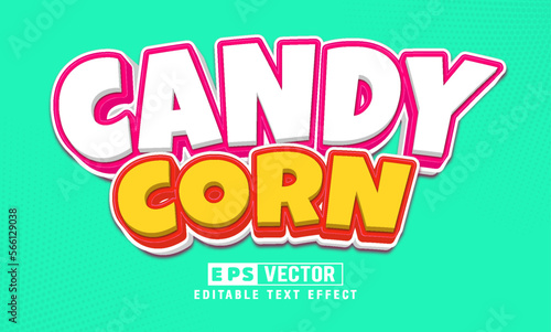 Candy corn 3d editable text effect vector eps template