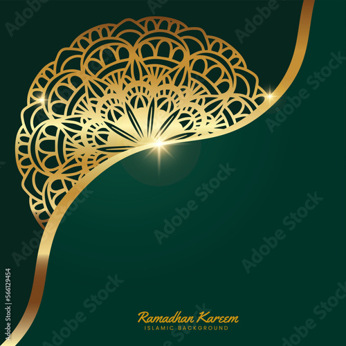 Ramadan Kareem islamic template with gold background Vector illustration design