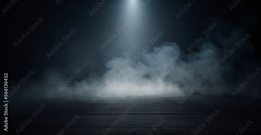Concrete floor and smoke dark spotlight background