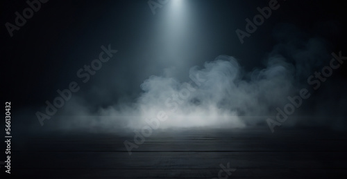 Concrete floor and smoke dark spotlight background