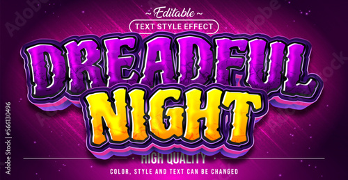 Editable text style effect - Dreadful Night text style theme.