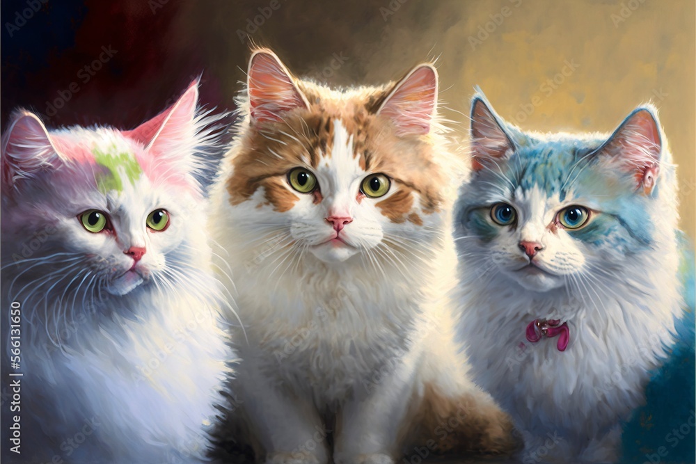 pastel oil impressionist painting of cats with Generative AI