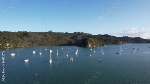 Drone footage of Whitianga Harbor in the Coromandel in New Zealand. photo