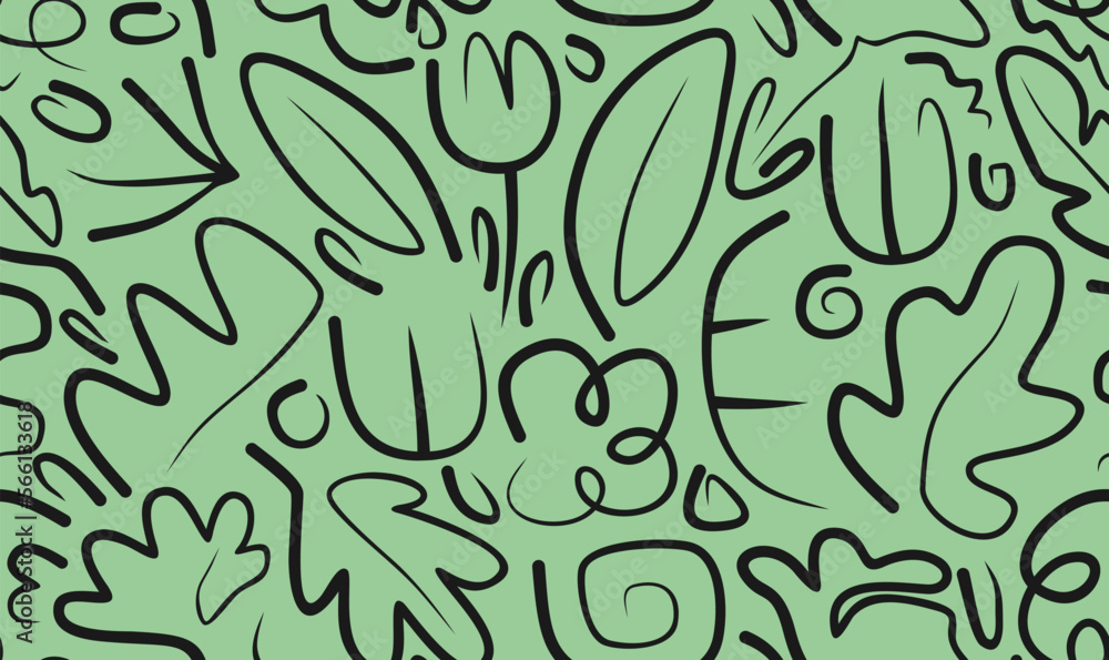 line doodle seamless pattern.  abstract background for children or trendy design with basic shapes.