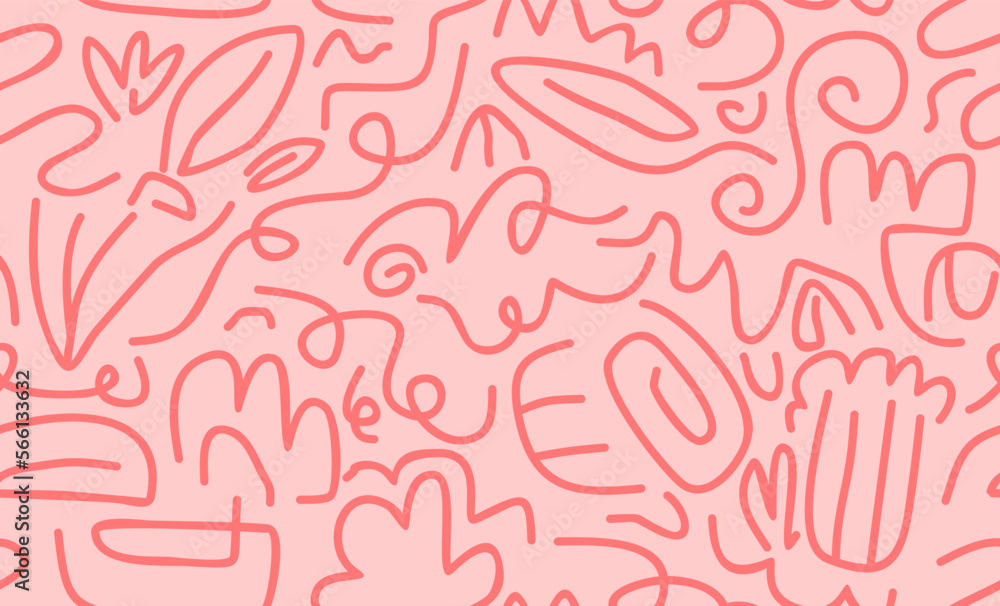 line doodle seamless pattern.  abstract background for children or trendy design with basic shapes.