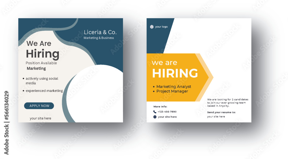 We are hiring job vacancy social media post banner design template
