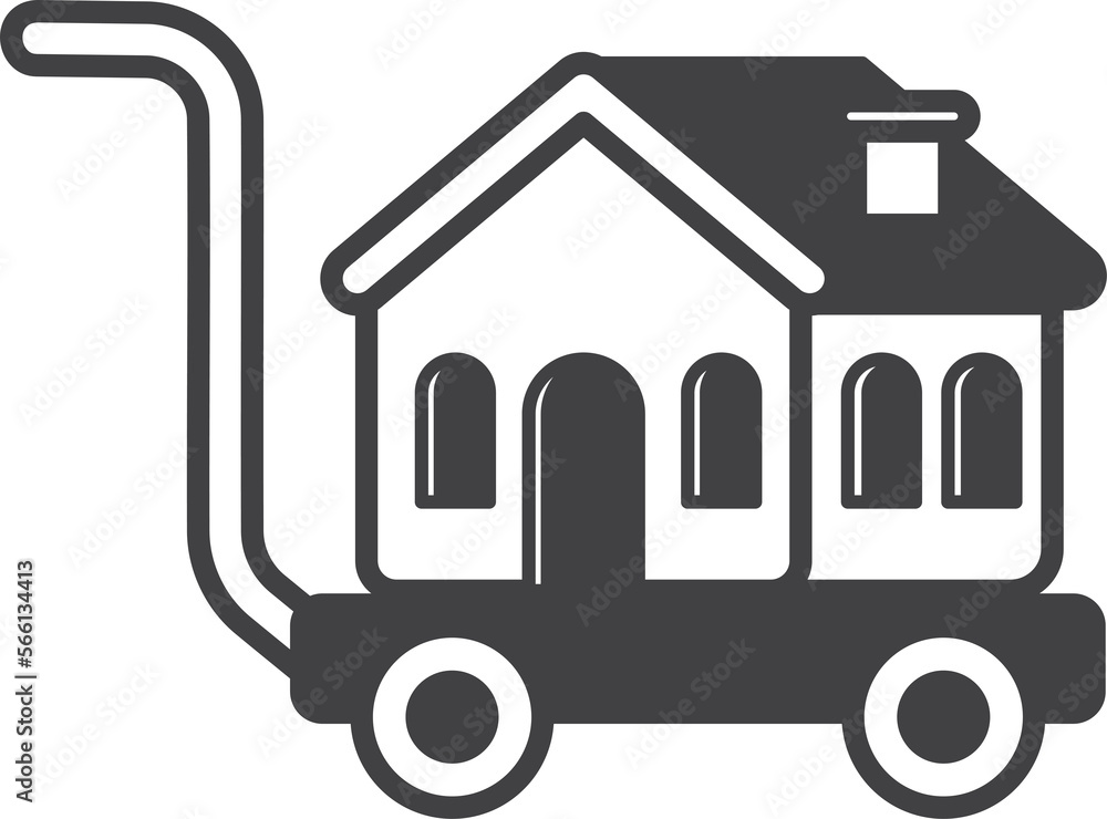 house with warehouse cart illustration in minimal style house with warehouse cart illustration in minimal style