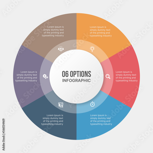 Six Options Circle Infographic Template Design