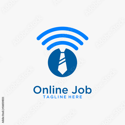 Tie and wifi signal for online job logo design