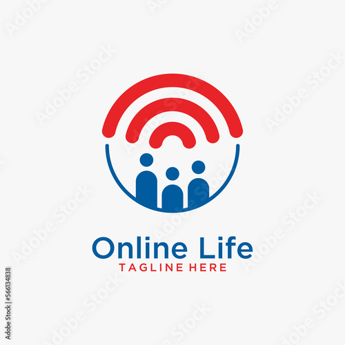 People and signal element for online life logo design