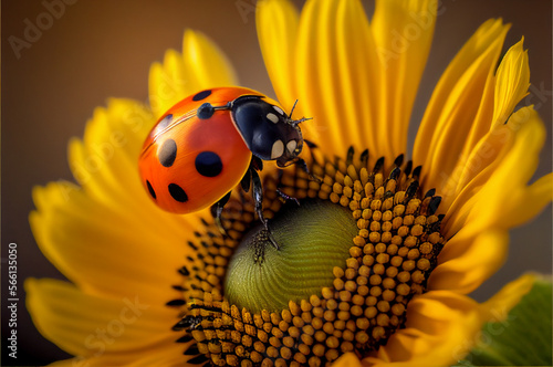 ladybird on sunflower