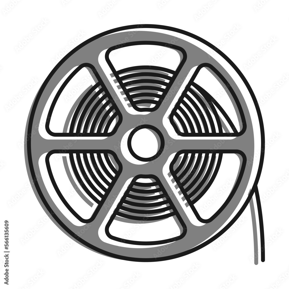 Obraz premium Linear filled with gray color icon. Reel With Old 35 Mm Photo Film. World Cinema Day December 28th. Simple black and white vector