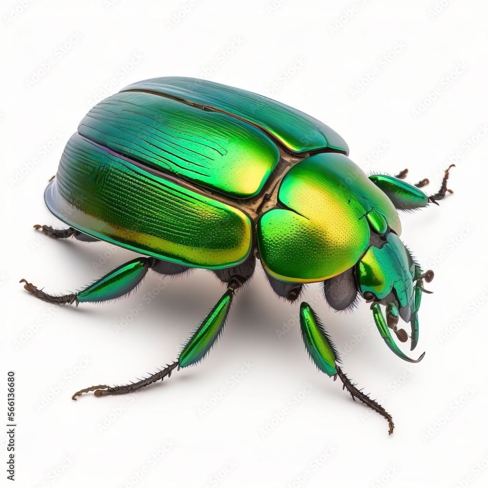 green june beetle with Generative AI - obrazy, fototapety, plakaty 