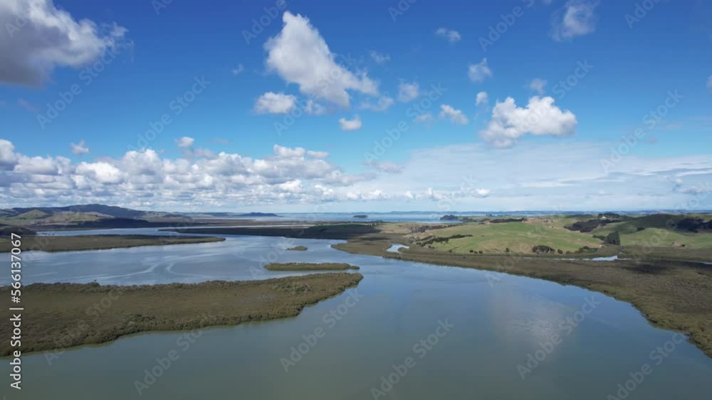 A drone flight over the largest natural harbor in the New Zealand, Kaipara Harbor. A drone flight over the largest natural harbor in the New Zealand, Kaipara Harbor.