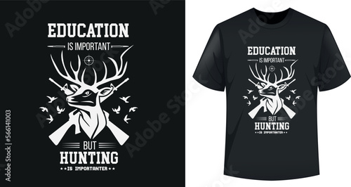 Vector Illustration Hunting Typography T-shirt Design Template
