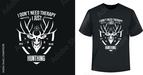 Vector Illustration Hunting Typography T-shirt Design Template