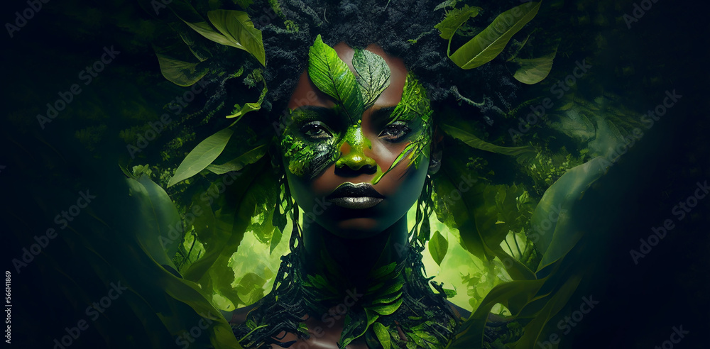 Earth element woman african american goddess fantasy human representation. Generative AI model