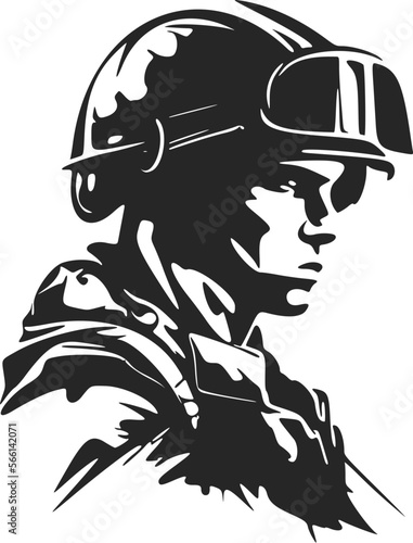 Black-white modern logo with the image of a military man.
