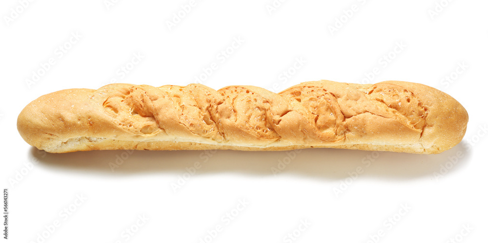Delicious baguette isolated on white background