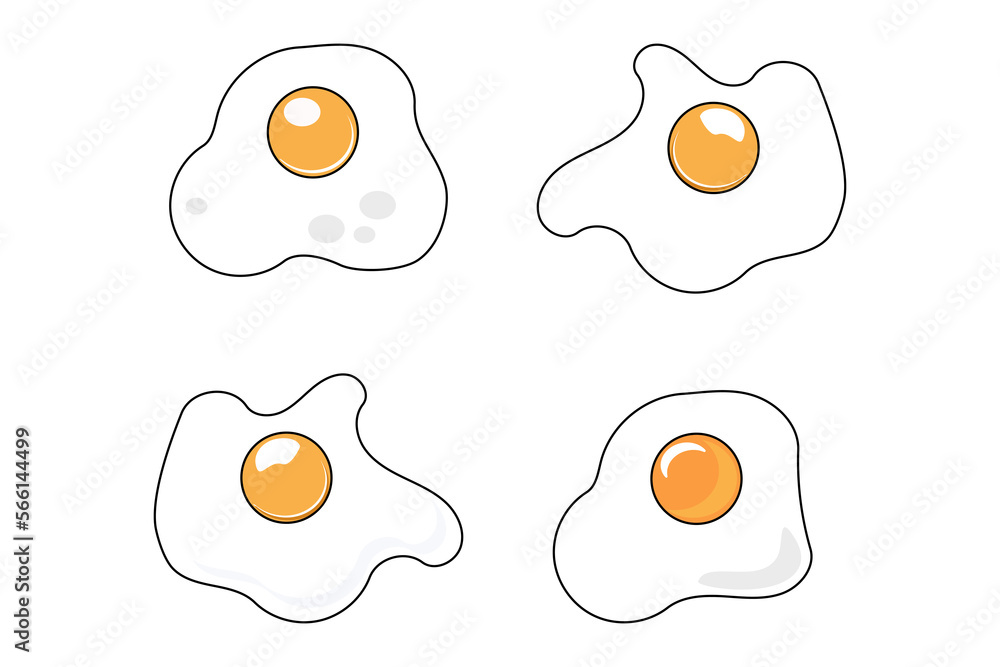 Scrambled eggs Fried egg, flat icon design on white background Scrambled eggs Fried egg, flat icon design on white background