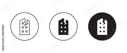 Earthquake, natural disaster, Home thunderstorm, Destroyed,broken house, disaster, crisis, destruction icon symbol logo illustration,editable stroke, flat design style isolated on white