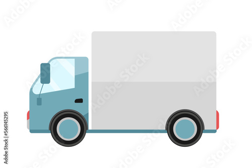 Cargo van for delivery semi flat color vector object. Shipping courier vehicle. Editable item. Full sized element on white. Simple cartoon style illustration for web graphic design and animation