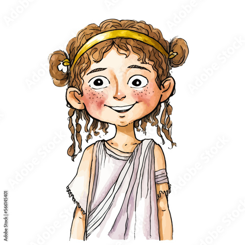 A small Greek figure, in a white toga, is like a muse of antiquity. A perfect image for artistic or academic projects.