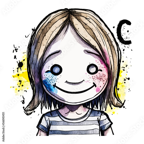 A terrifying little girl serial killer - Perfect illustration for a spooky and scary Halloween atmosphere.