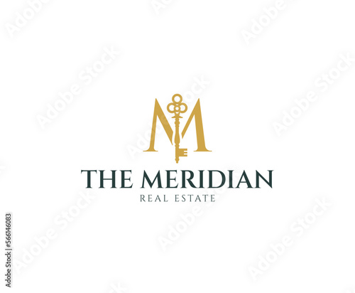Simple Silver Letter M Real Estate Logo Design Template