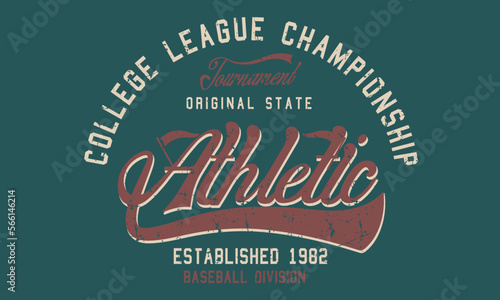  College League Championship division college varsity font typography base ball U.S.A Athletic slogan print for tee - t shirt and sweatshirt - hoodie