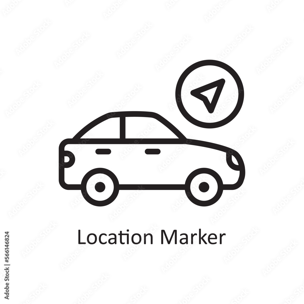 Location Marker vector Outline Icon Design illustration. Car Accident Symbol on White background EPS 10 File Location Marker vector Outline Icon Design illustration. Car Accident Symbol on White background EPS 10 File
