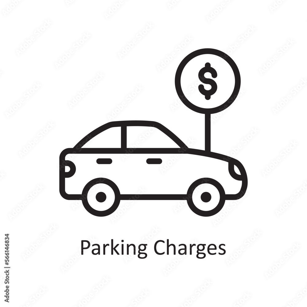 Parking Charges vector Outline Icon Design illustration. Car Accident Symbol on White background EPS 10 File