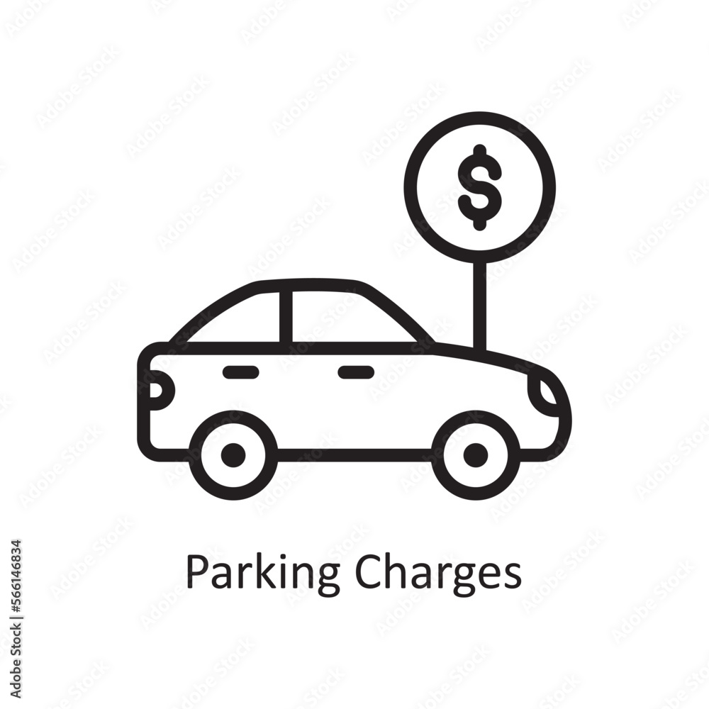 Parking Charges vector Outline Icon Design illustration. Car Accident Symbol on White background EPS 10 File Parking Charges vector Outline Icon Design illustration. Car Accident Symbol on White background EPS 10 File