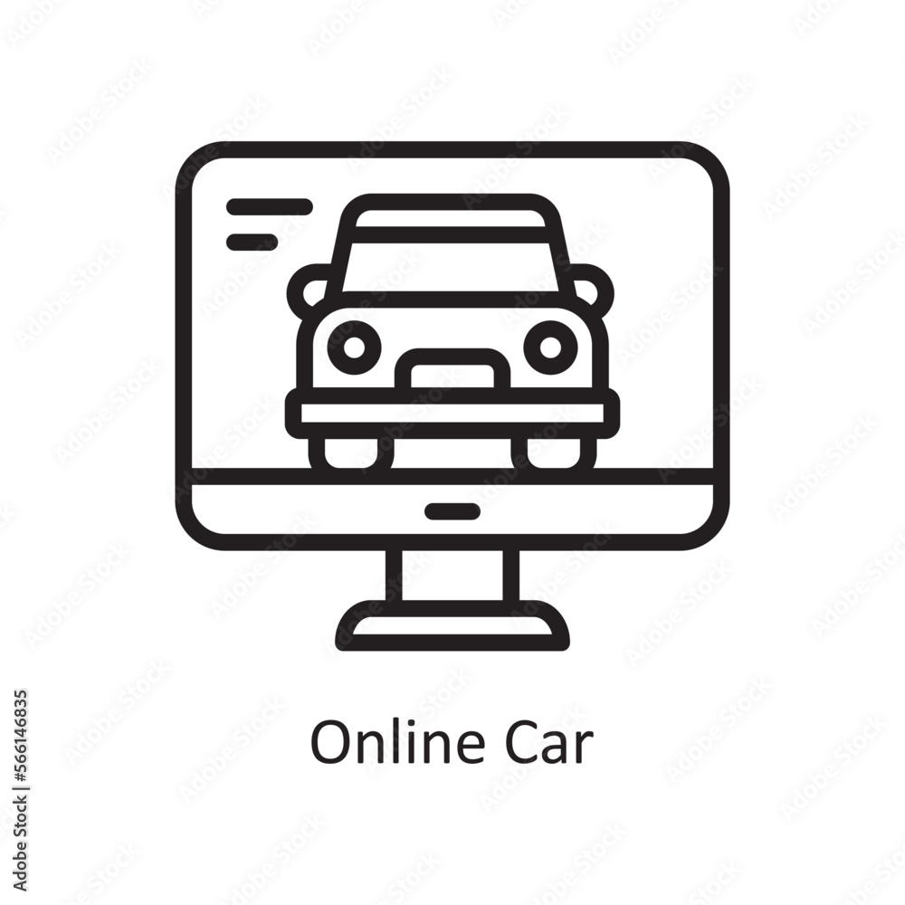 Online Car vector Outline Icon Design illustration. Car Accident Symbol on White background EPS 10 File Online Car vector Outline Icon Design illustration. Car Accident Symbol on White background EPS 10 File