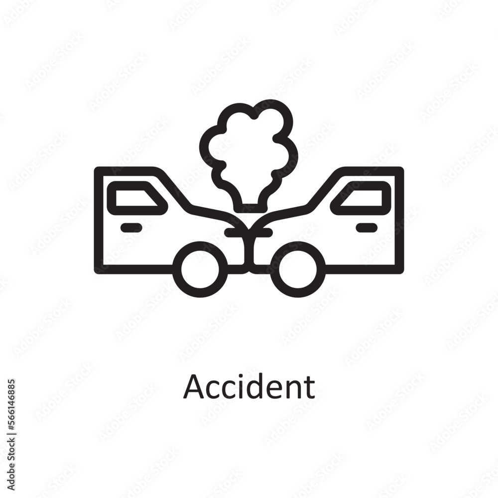 Accident vector Outline Icon Design illustration. Car Accident Symbol on White background EPS 10 File