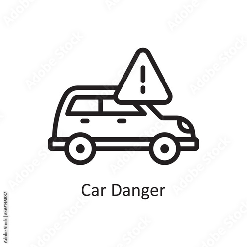 Car Danger vector Outline Icon Design illustration. Car Accident Symbol on White background EPS 10 File
