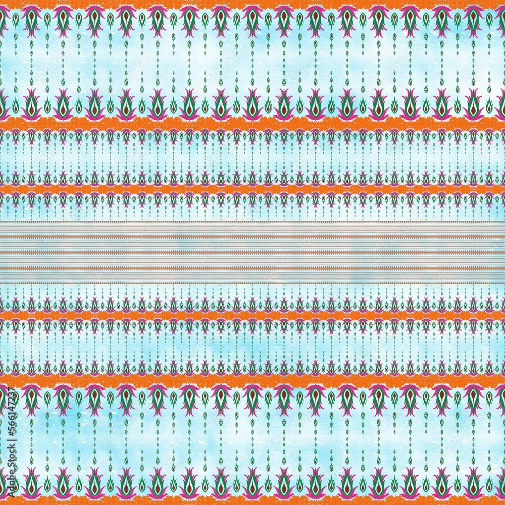 Draw lines in colors, green, pink and brown. It has a blue background, Design, Fabric pattern, Used as background image. Draw lines in colors, green, pink and brown. It has a blue background, Design, Fabric pattern, Used as background image.
