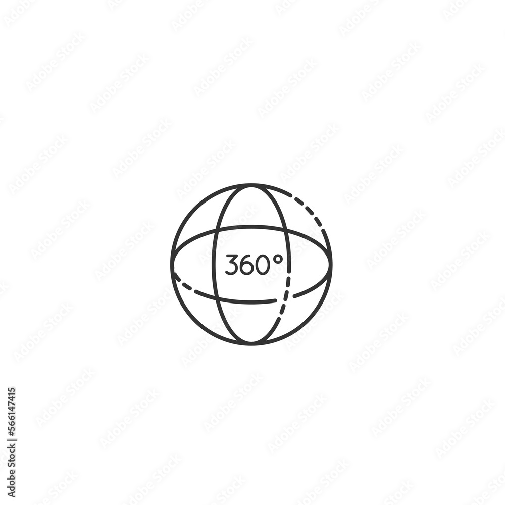 AR 360 globe vector solid art icon isolated on white background.  filled symbol in a simple flat trendy modern style for your website design, logo, and mobile app