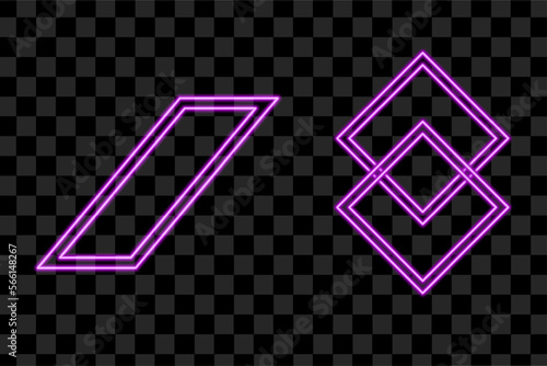 Purple abstract shape, halftone. Vector creative neon purple shapes design