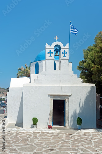 Small church near the port in Parikia, Paros, Cyclades, Greece