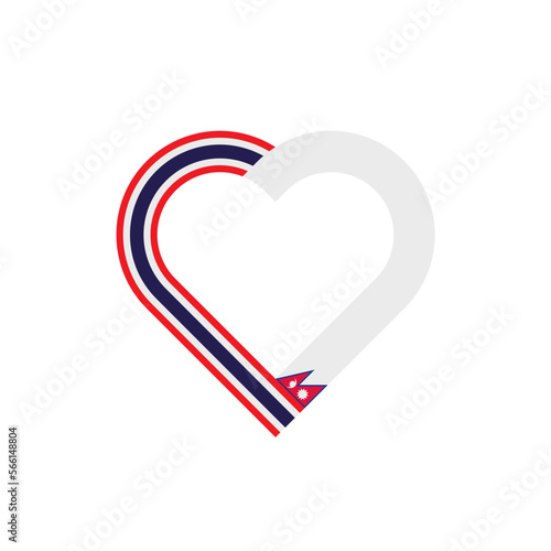 unity concept. heart ribbon icon of thailand and nepal flags. vector illustration isolated on white background